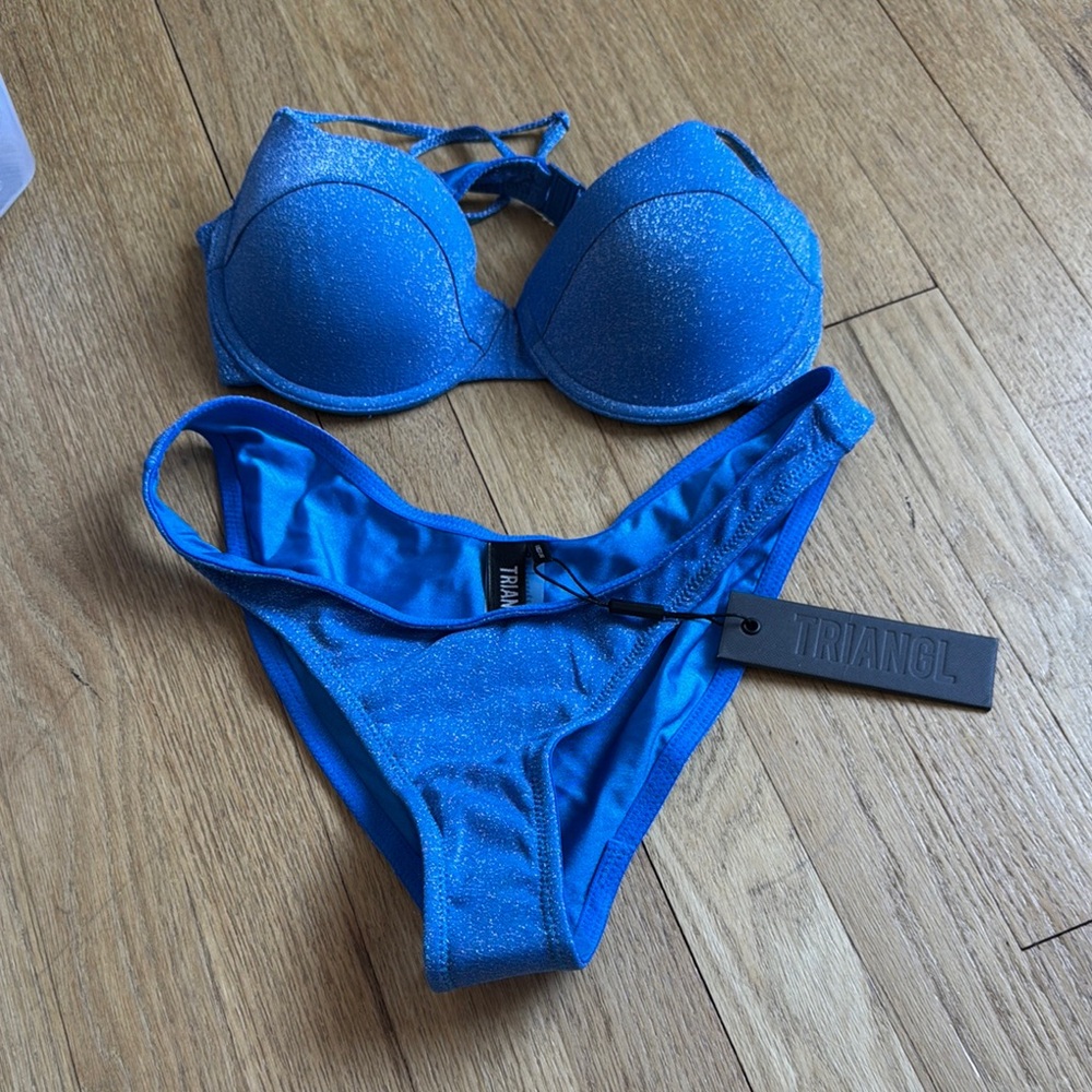 triangl swimwear Blue Glitter Bikini Set